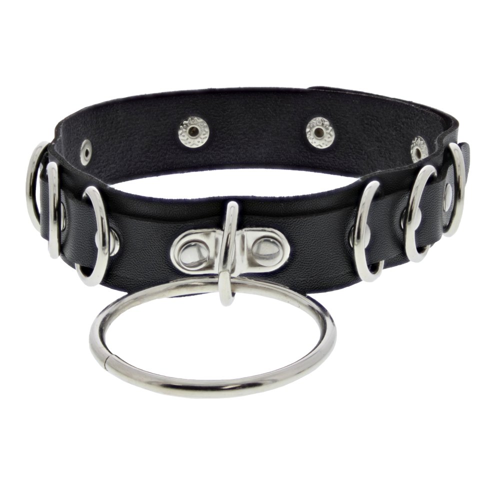 Zac's Alter Ego - Large Ring with Half Circle Rings Choker - Zwart